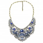 Icy Blue Crystal Art Deco Vintage Statement Necklace